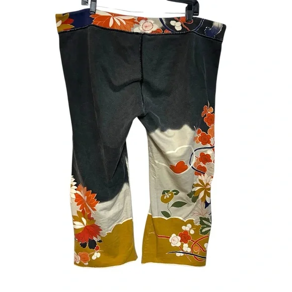 Y2K lucky brand L-XL sweatpants cropped floral graphic boho wide leg vintage - Picture 11 of 15